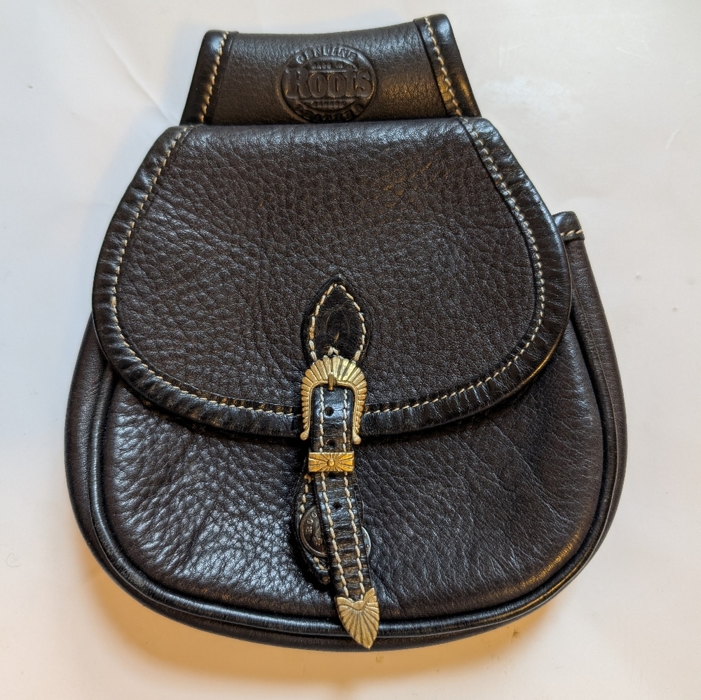 Roots Vintage Extremely Tare Black Leather Bag (No Strap) In VGUC
